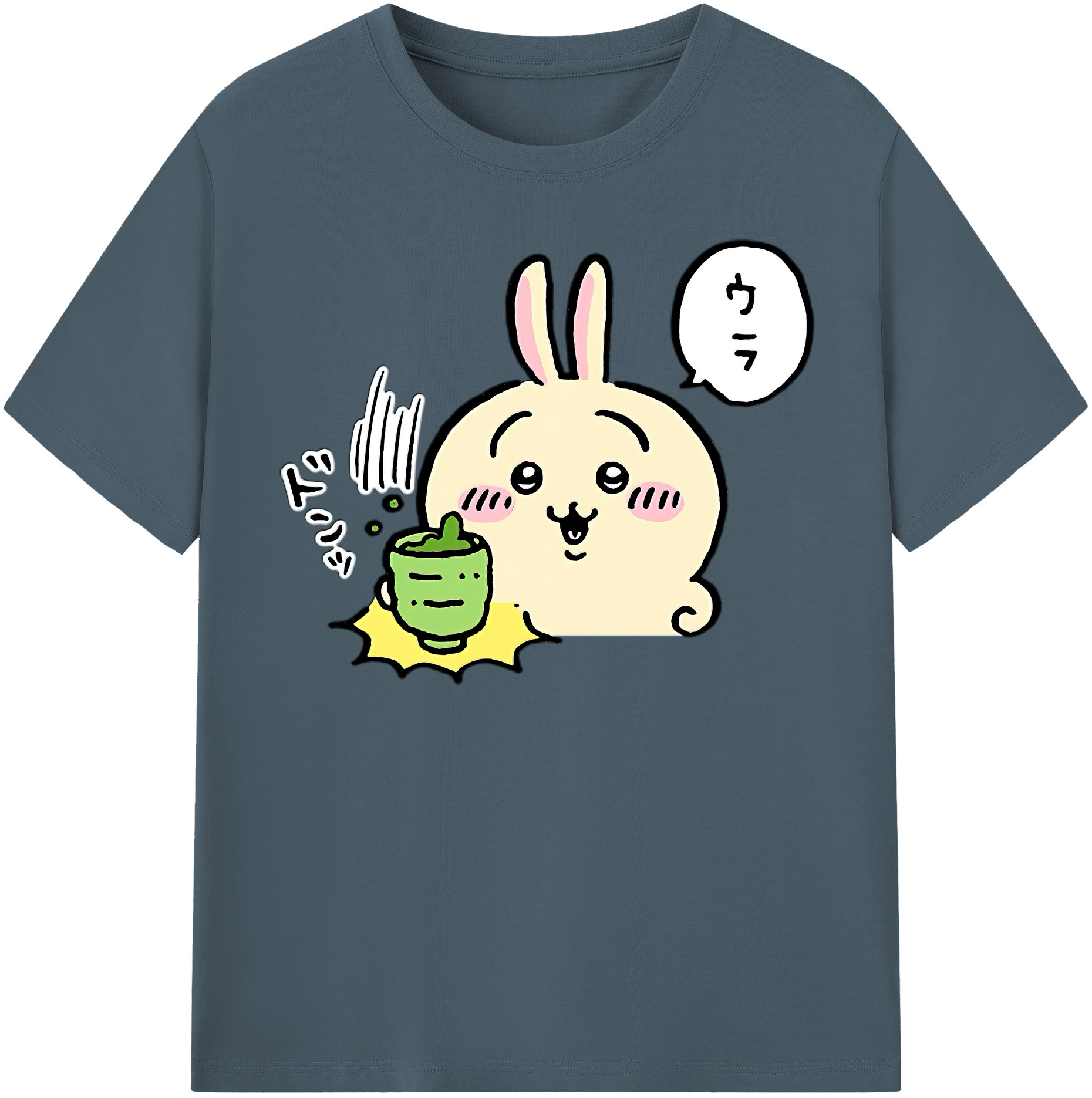 （画像用） ちいかわ うさぎ Chii-kawa usagi 綿100％半袖Tシャツ（フロントプリント）